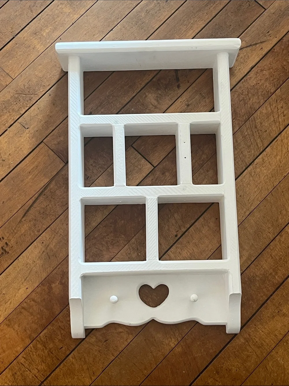 Vintage cottagecore White Decorative Wall Shelf with Heart Accent